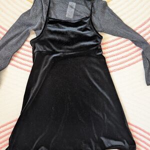 Old Navy Black and Gray Long Sleeve Dress